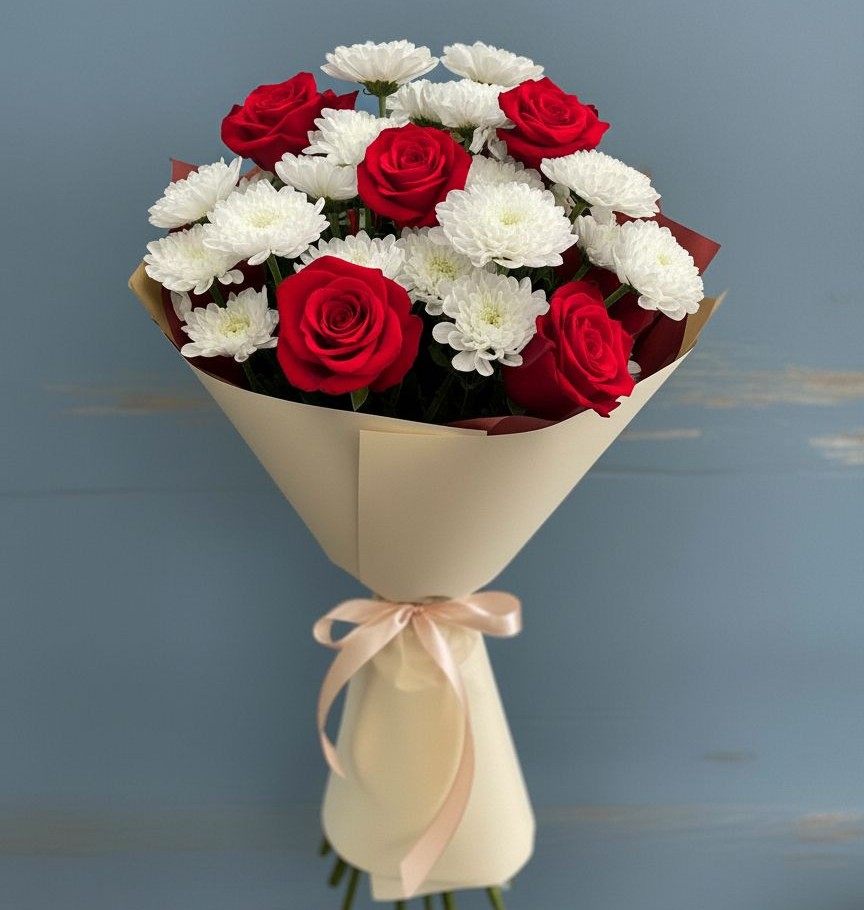 Букет цветов из: Розы и Хризантемы в Пустошке