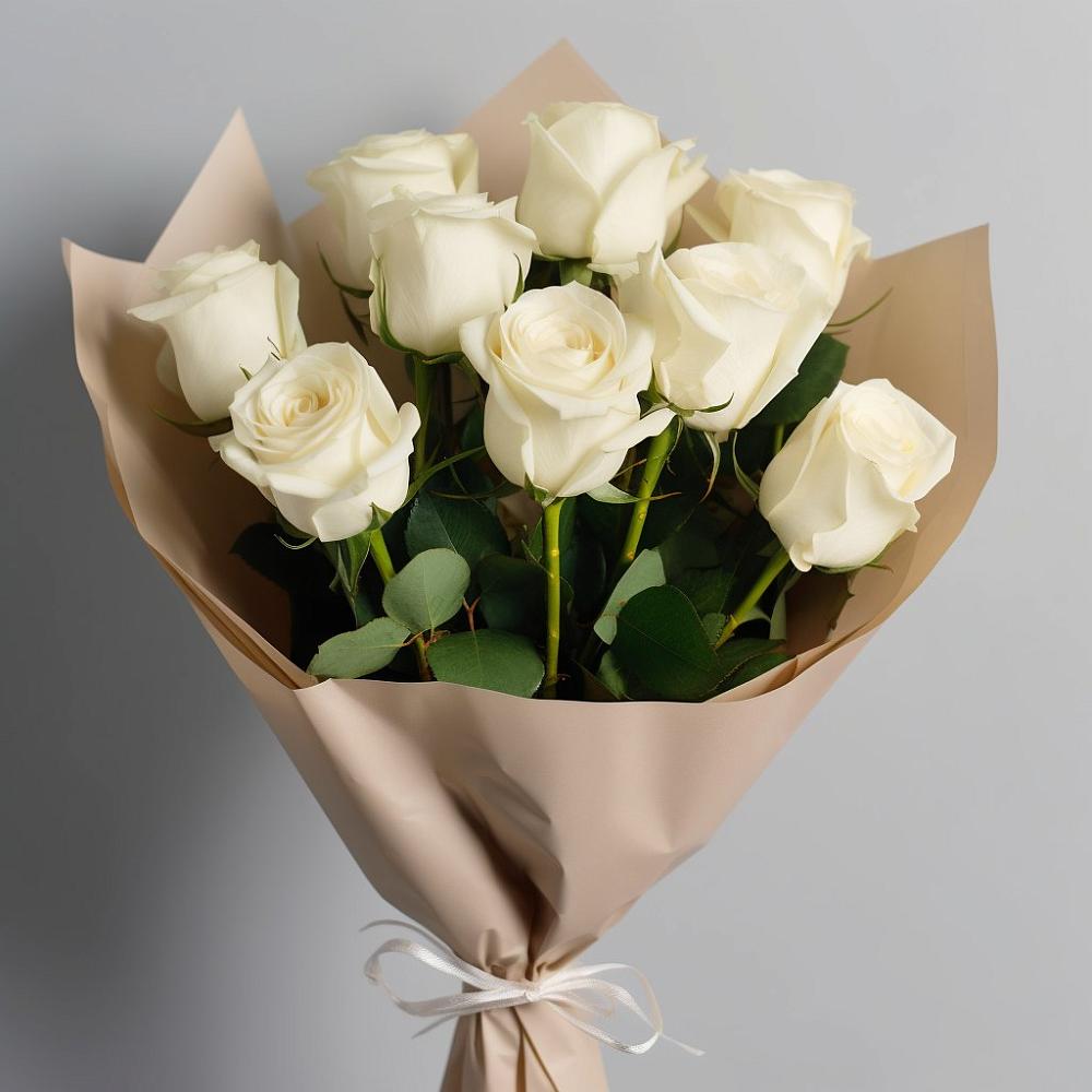 Букет 9 Белых роз Эдлесс Лав в Пустошке
