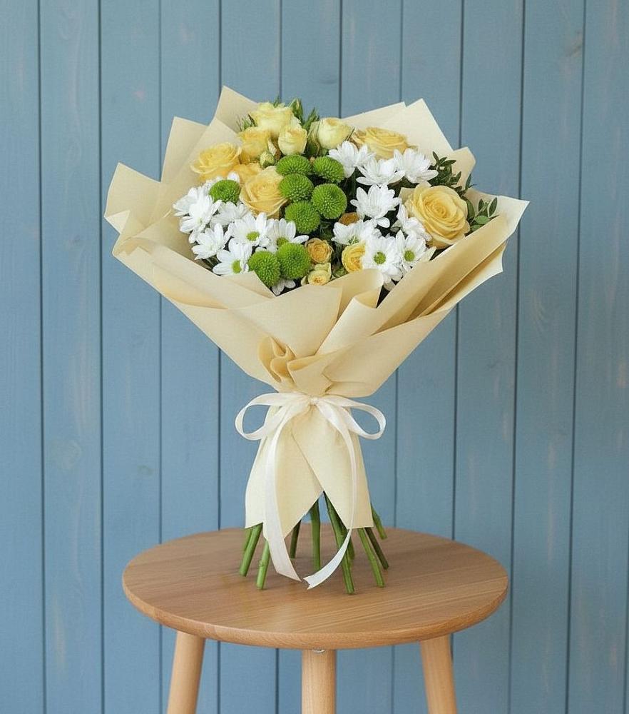 Букет цветов из: Хризантемы и Розы в Пустошке