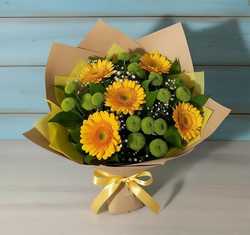 Букет цветов из: Герберы и Хризантемы в Пустошке