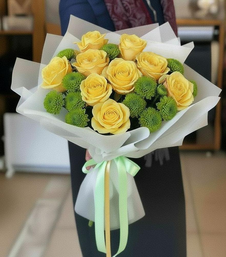 Букет цветов из: Хризантемы и Розы в Пустошке