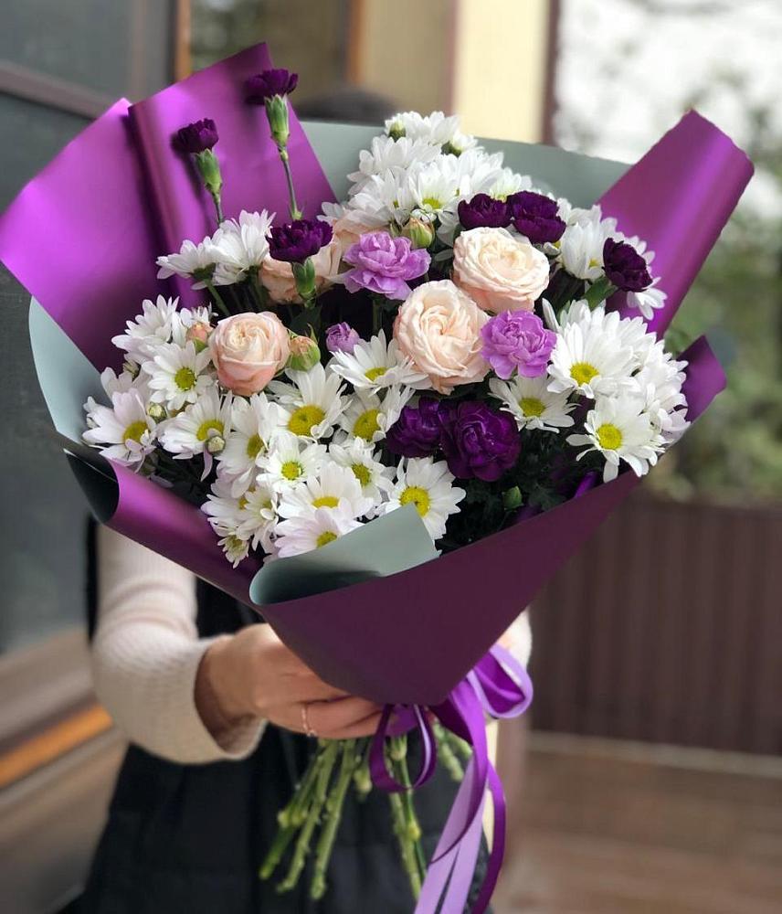 Букет цветов из: Хризантемы, Гвоздики и Розы в Пустошке