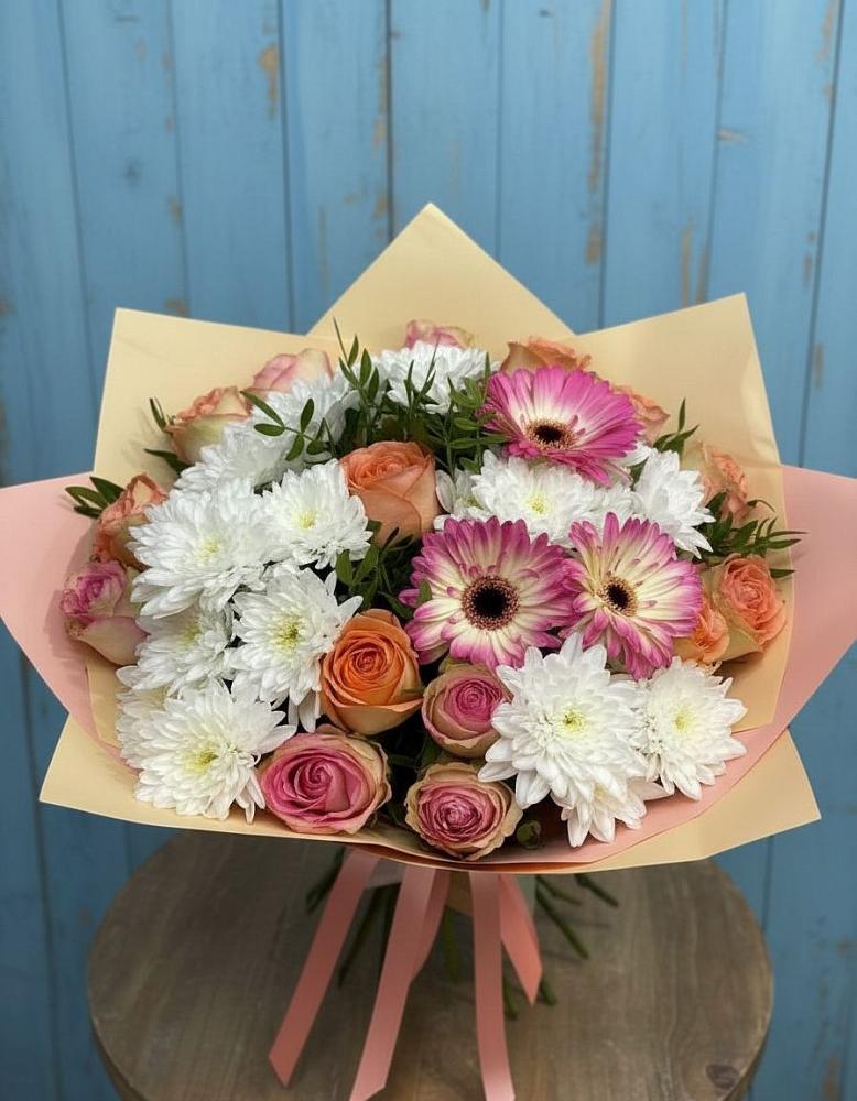 Букет цветов из: Розы, Герберы и Хризантемы в Пустошке