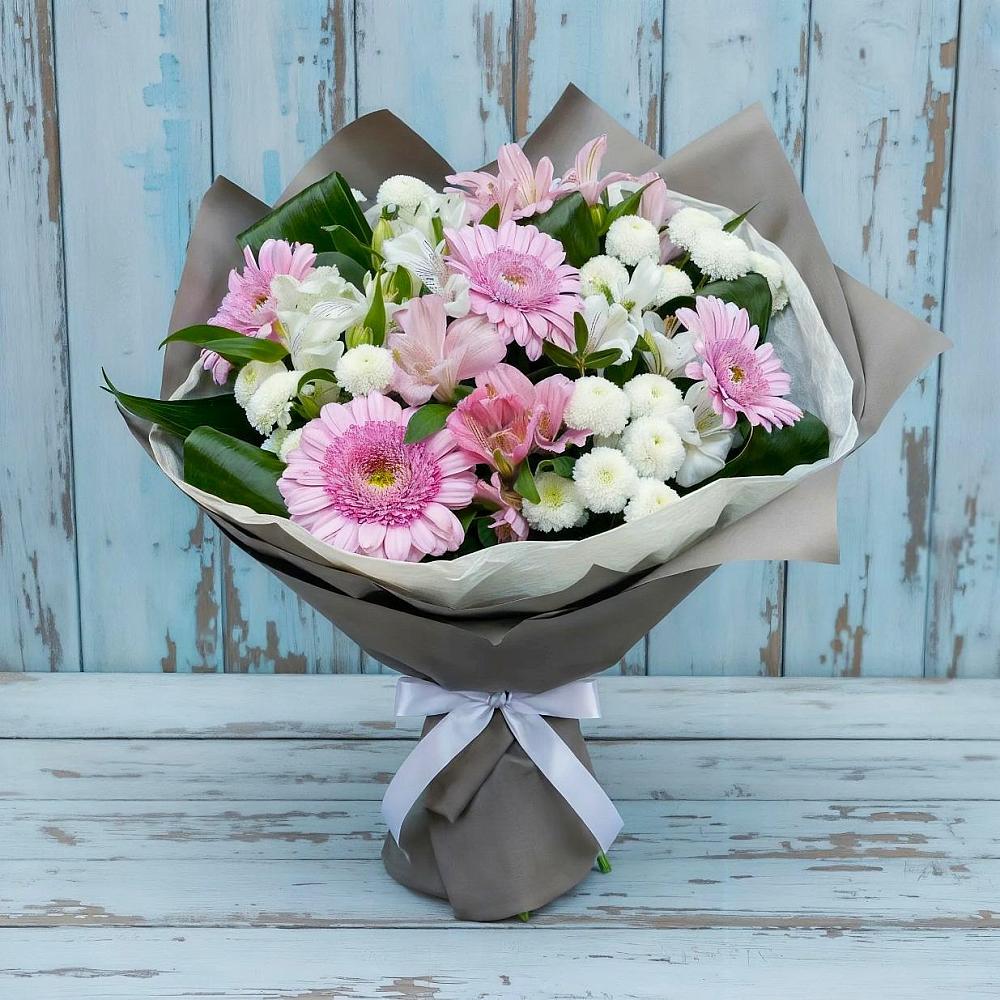 Букет цветов из: Герберы, Альстромерии и Хризантемы в Пустошке