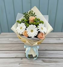 Букет цветов из:  Герберы, Розы и Хризантемы в Пустошке